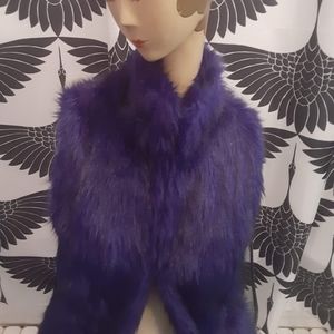 Blue and black monster fur vest